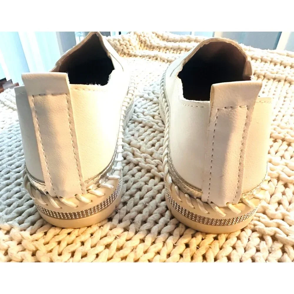 NEW Espadrilles platform Streetwear Slip on White Leather Upper Loafers 6.5/37